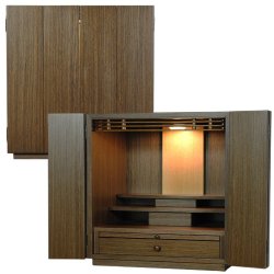 画像3: 【ご本尊＋陶器仏具セット＋りんセット＋掛軸留め】仏具込み価格でお得・ミニモダン仏壇【初音・仏具込み】18号ワイド型・ダーク色