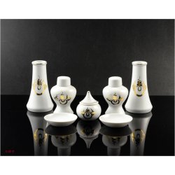 画像6: 神具・稲荷社【国産神具：稲荷紋入り白陶器神具7点セット　サイズ小】稲荷大明神　稲荷宮　お稲荷さん　御稲荷さま　金紋　神棚　祖霊舎　神徒壇　御霊舎　御霊代　神札　神社　神道