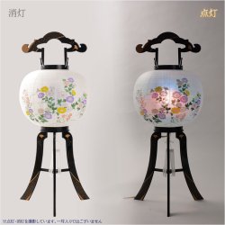 画像2: お盆提灯・仏縁堂セレクト【八女提灯：蒔絵入り　一重　銀杏に紗綾（さや）文様・小菊　11号　回転筒付】盆ちょうちん　行灯　盆用品　PC製提灯　新盆　お盆　送料無料