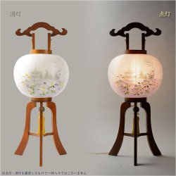 画像2: 特選　高級盆提灯【岐阜提灯：簡単マグネット機構・天然木・二重張り・電球灯　11号　遠山に望む白芙蓉】盆ちょうちん　行灯　盆用品　お盆飾り　新盆　初盆　色柄提灯　手描き提灯　送料無料