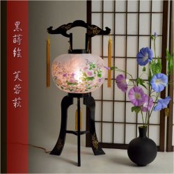 画像13: 格安盆提灯【岐阜提灯：PC黒蒔絵　芙蓉萩9号　一重・回転筒付き】お盆用品 仏具 お盆 初盆 新盆 初盆飾り 新盆飾り お盆飾り 行灯 お彼岸 仏具 盆棚 盆ちょうちん 迎え火 送り火　送料無料