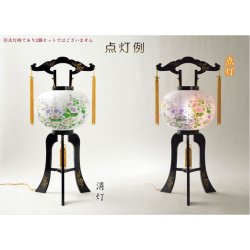 画像2: 格安盆提灯【岐阜提灯：PC黒蒔絵　芙蓉萩9号　一重・回転筒付き】お盆用品 仏具 お盆 初盆 新盆 初盆飾り 新盆飾り お盆飾り 行灯 お彼岸 仏具 盆棚 盆ちょうちん 迎え火 送り火　送料無料