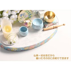 画像6: 国産仏具【国産京都・仏具付きセット：ちりめんペット供養台　セルフィ金襴仕立て・白梅】仏壇用仏具　仏具　メモリアル　骨壷　ペット供養　手元供養　ペット仏壇　送料無料