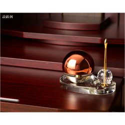 画像7: 国産仏具【骨壺一体型：たまゆらりん・1.8寸　ラスターピンク クリスタル台・煌めきリン棒付セット】仏壇　リン　磬　鐘　鈴　送料無料