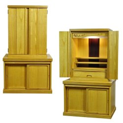 画像2: 仏壇・仏壇台上下セット【ミニモダン仏壇・未来20号＋仏壇台・花見月】ライトブラウン色・送料無料