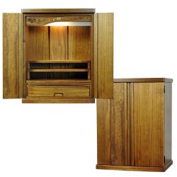 画像4: 仏壇・仏壇台上下セット【ミニモダン仏壇・未来20号＋仏壇台・春風】ミドルブラウン色・送料無料