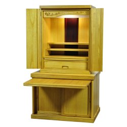 画像3: 仏壇・仏壇台上下セット【ミニモダン仏壇・未来20号＋仏壇台・花見月】ライトブラウン色・送料無料