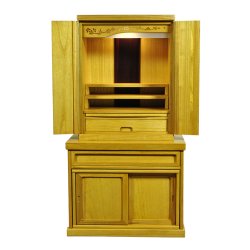 画像3: 仏壇・仏壇台上下セット【ミニモダン仏壇・未来20号＋仏壇台・清流】ライトブラウン色・送料無料