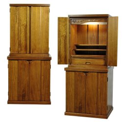 画像2: 仏壇・仏壇台上下セット【ミニモダン仏壇・未来20号＋仏壇台・春風】ミドルブラウン色・送料無料