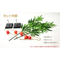 画像2: お盆飾り【盆棚用：笹立て付き　笹の葉結界セット（笹の葉・笹立て・ほおずき・まこも縄）】お盆用品　新盆　初盆　盆棚　精霊棚　牛馬　仏壇　仏具