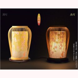 画像2: お盆提灯【インテリア盆提灯：花紬（はなつむぎ）回転筒付 溜色　枝垂れ桜 本色】盆提灯　ちょうちん　盆飾り　新盆　初盆　お盆　お彼岸　盆棚　仏具　送料無料