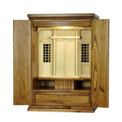 画像2: LED照明付き【モダン祖霊舎：初穂(はつほ)・天然木総桐材　23号・ミドルブラウン色】祖霊舎・神徒壇 神道　御霊舎　霊璽　御霊代　神棚　送料無料