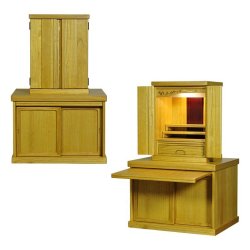 画像2: 仏壇・仏壇台上下セット【ミニモダン仏壇・未来16号＋仏壇台・花見月】ライトブラウン色・送料無料