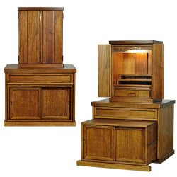 画像2: 仏壇・仏壇台上下セット【ミニモダン仏壇・未来16号＋仏壇台・清流】ミドルブラウン色・送料無料