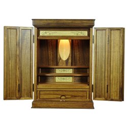 画像5: 仏具付き・和モダン仏壇【彩雲21号　ミドルブラウン色】【星夜＋クレア御本尊＋たまゆらりん）LED照明付き・総桐材・軽い・伝統型仏壇・上置き小型仏壇　送料無料