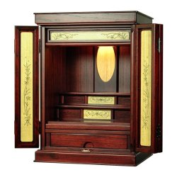 画像3: 仏具付き・和モダン仏壇【彩雲21号　紫檀色】【金メッキ仏具＋御本尊＋リンセット）LED照明付き・総桐材・軽い・伝統型仏壇・上置き小型仏壇　送料無料