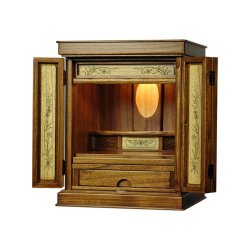 画像3: 仏具付き・和モダン仏壇【彩雲16号　ミドルブラウン色】【星夜＋クレア御本尊＋たまゆらりん）LED照明付き・総桐材・軽い・伝統型仏壇・上置き小型仏壇　送料無料