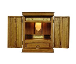 画像5: 仏具付き・和モダン仏壇【彩雲16号　ミドルブラウン色】【星夜＋クレア御本尊＋たまゆらりん）LED照明付き・総桐材・軽い・伝統型仏壇・上置き小型仏壇　送料無料