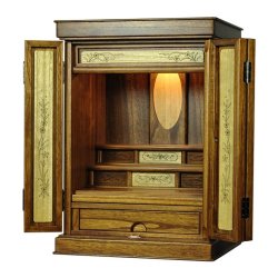 画像3: 仏具付き・和モダン仏壇【彩雲21号　ミドルブラウン色】【星夜＋クレア御本尊＋たまゆらりん）LED照明付き・総桐材・軽い・伝統型仏壇・上置き小型仏壇　送料無料