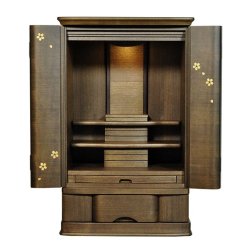 画像2: 桜木象嵌・モダン仏壇【オーロラ28号　ウォールナット材】LED照明付き 地袋型大型サイズ　ラクラク家財便発送　送料無料