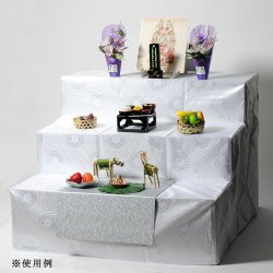 画像3: お盆用品【盆棚（精霊棚）：段ボール祭壇　香華（こうげ）3段 83cm幅　段布・写真立付 】工具不要・組立式　祭壇　法要　仏事　新盆　初盆　お盆飾り　盆提灯