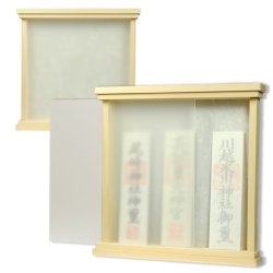 画像2: 神棚【モダン神棚　香る桧製・薄型スリムコンパクト　壁掛け/置き型両用：高杜（本体桧無塗装＋アクリル扉）】神道　神様　神札　お札　木札　札入れ　神具　インテリア神棚　現代調神棚　送料無料