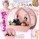 ひな祭り【コンパクト収納飾り：国産モダン雛人形・咲茉（えま）木製丸型アクリルケース　伝統的な金襴衣装】送料無料　ひなまつり　雛祭り　桃の節句　上巳　雛人形　ひな人形　ひな飾り　お雛さま　お姫様　お内裏さま　お殿様　親王飾り　初節句　節句飾り　ケース飾り