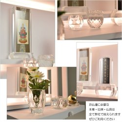 画像11: ホワイト　モダン仏壇【LED間接照明・専用ステージ付：沙羅（さら）オープン型ワイド　16-18号】仏壇　仏具　仏壇台　ミニ仏壇・小型仏壇　デザイン仏壇　手元供養台