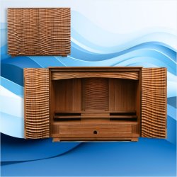 画像2: 国産仏壇【国産広島府中　高級モダン仏壇　エステリア・ウェイブカスタム　天然木ウォールナット　16号ワイド】　インテリア仏壇　家具調仏壇　日本製　送料無料