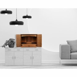 画像14: 国産仏壇【国産広島府中　高級モダン仏壇　エステリア・ウェイブカスタム　天然木ウォールナット　16号ワイド】　インテリア仏壇　家具調仏壇　日本製　送料無料