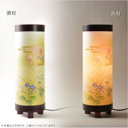 画像2: 国産・お盆提灯【八女提灯　インテリア盆提灯：秋初月（あきはづき）朧月・桔梗　電球灯】モダン盆提灯　霊前灯　盆飾り　和照灯　新盆　初盆　お盆・お彼岸・盆棚・仏具　送料無料