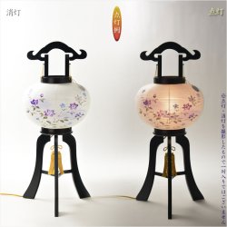 画像6: 特選　盆提灯【八女提灯：本絹二重張り　天然木黒美塗仕上げ　桔梗・紫ボカシ　10号　電球灯】行灯　盆用品　お盆飾り　新盆　初盆　色柄提灯　花柄提灯　迎え火　送り火　送料無料