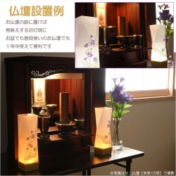 画像11: 国産京都【現代調盆提灯・京提灯：朝霞（あさか）一対対称柄2個入　LEDコードレス（電池式）桔梗と萩】モダンな盆提灯　霊前灯　お盆飾り　和照灯　ちょうちん　新盆　初盆　お盆　お彼岸　迎え火　送り火　盆棚　行灯　仏壇　仏具　送料無料