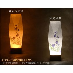 画像5: 国産京都【現代調盆提灯・京提灯：朝霞（あさか）一対対称柄2個入　LEDコードレス（電池式）桔梗と萩】モダンな盆提灯　霊前灯　お盆飾り　和照灯　ちょうちん　新盆　初盆　お盆　お彼岸　迎え火　送り火　盆棚　行灯　仏壇　仏具　送料無料
