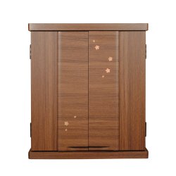 画像5: 仏具付き【ミニ仏壇　桜都（おと）櫻象嵌　19号　ワイド型　ウォールナット色】納骨　おしゃれ モダン仏壇 小型 コンパクト 仏具セット き シンプル　送料無料