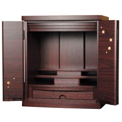 画像3: 仏具付き【ミニ仏壇　桜都（おと）櫻象嵌　19号　ワイド型　紫檀色】納骨　おしゃれ モダン仏壇 小型 コンパクト 仏具セット き シンプル　送料無料