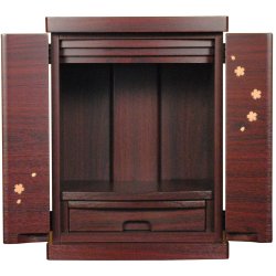 画像4: 仏具付き【ミニ仏壇　桜都（おと）櫻象嵌　15号　紫檀色】納骨　おしゃれ モダン仏壇 小型 コンパクト 仏具セット き シンプル　送料無料