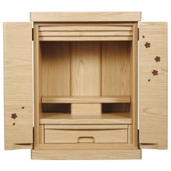 画像2: ミニモダン仏壇【桜都（おと）櫻象嵌　15号　オーク色】納骨　おしゃれ モダン仏壇 小型 コンパクト 仏具セット き シンプル　送料無料