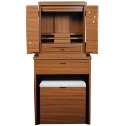 画像2: 上下セット【桜都19号ワイド＋ブルーム　ウォールナット色】納骨　おしゃれ モダン仏壇 小型 コンパクト 仏具セット き シンプル　送料無料