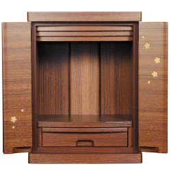 画像4: 仏具付き【ミニ仏壇　桜都（おと）櫻象嵌　15号　ウォールナット色】納骨　おしゃれ モダン仏壇 小型 コンパクト 仏具セット き シンプル　送料無料