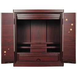 画像2: ミニモダン仏壇【桜都（おと）櫻象嵌　19号　ワイド型　紫檀色】納骨　おしゃれ モダン仏壇 小型 コンパクト 仏具セット き シンプル　送料無料