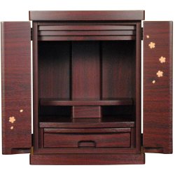 画像3: 仏具付き【ミニ仏壇　桜都（おと）櫻象嵌　15号　紫檀色】納骨　おしゃれ モダン仏壇 小型 コンパクト 仏具セット き シンプル　送料無料