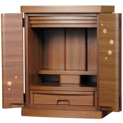 画像4: 仏具付き【桜都15号＋ブルーム　ウォルナット色　上下セット】納骨　おしゃれ モダン仏壇 小型 コンパクト 仏具セット き シンプル　送料無料