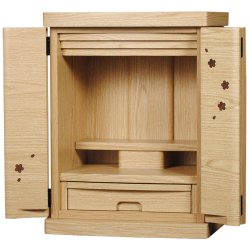 画像2: 仏具付き【桜都15号＋ブルーム　オーク色　上下セット】納骨　おしゃれ モダン仏壇 小型 コンパクト 仏具セット き シンプル　送料無料