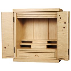 画像2: 仏具付き【桜都19号ワイド＋ブルーム　オーク色　上下セット】納骨　おしゃれ モダン仏壇 小型 コンパクト 仏具セット き シンプル　送料無料