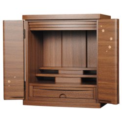 画像2: 仏具付き【桜都19号ワイド＋ブルーム　ウォルナット色　上下セット】納骨　おしゃれ モダン仏壇 小型 コンパクト 仏具セット き シンプル　送料無料