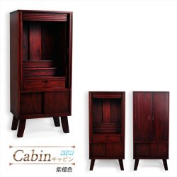 画像2: 家具調仏壇【モダン仏壇　新キャビン：桐無垢材　省スペース型100cm・スライドイン扉　一体型33号　紫檀色】リビング仏壇　インテリア仏壇　床置き小型仏壇　送料無料