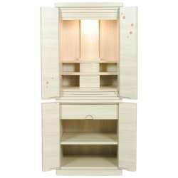 画像3: 星夜仏具付き【和みモダン仏壇：桜都（おと）　ナチュラル色　40号】本尊掛軸　仏具　おりん 現代調仏壇　大型仏壇　家具調仏壇　重ね仏壇　送料無料