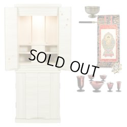 画像1: 星夜仏具付き【和みモダン仏壇：桜都（おと）　ナチュラル色　40号】本尊掛軸　仏具　おりん 現代調仏壇　大型仏壇　家具調仏壇　重ね仏壇　送料無料