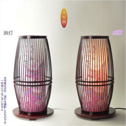 画像2: 国産盆提灯【八女提灯　お盆提灯【モダン盆提灯：夢見草　卓上・天然竹材・水玉回転筒付・タメ色】お盆用品 仏具 お盆 初盆 提灯 新盆 お盆飾り　送料無料
